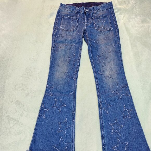 Stella McCartney Blue Washed Denim Star Detail Jeans Size 25 - Picture 6 of 16